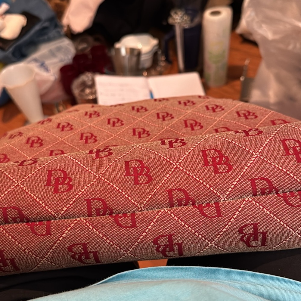 Dooney & Bourke Large Red and Brown Shoulder Bag with Dust Bag - Picture 6 of 6